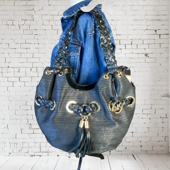 Michael Kors Astor Braided Grommet Large  Bucket Tote Bag - Picture 5 of 15